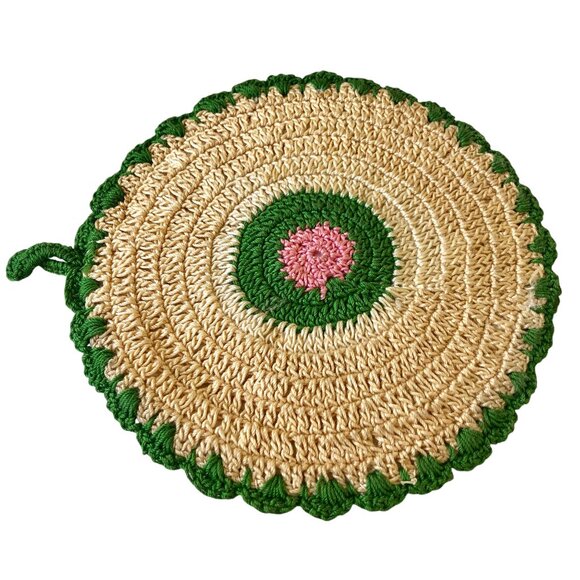 Potholder Hot Pad Hand Crochet Granny Chic Vintage Lot of 3 Small - Picture 6 of 11